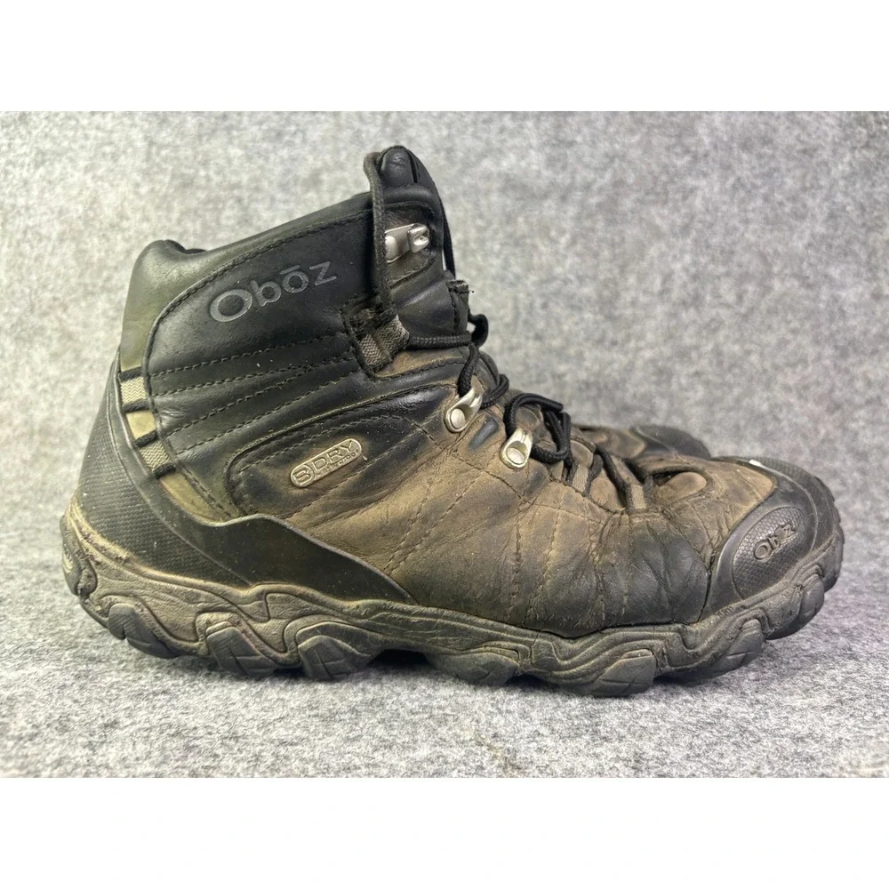 Oboz Bridger Mid B-DRY Hiking Boots Mens 11.5‎ Black Waterproof Leather Trail